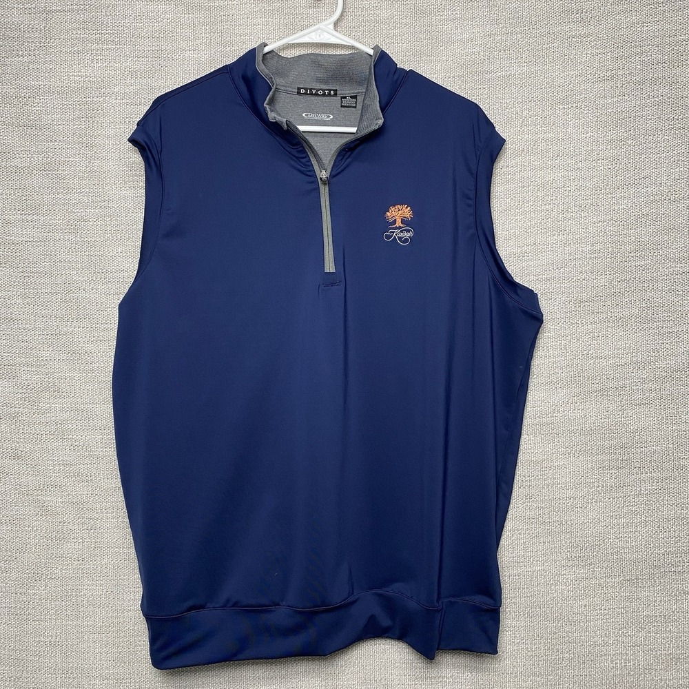 Kiawah Island Divots Golf Full Zip Vest XL Navy Performance